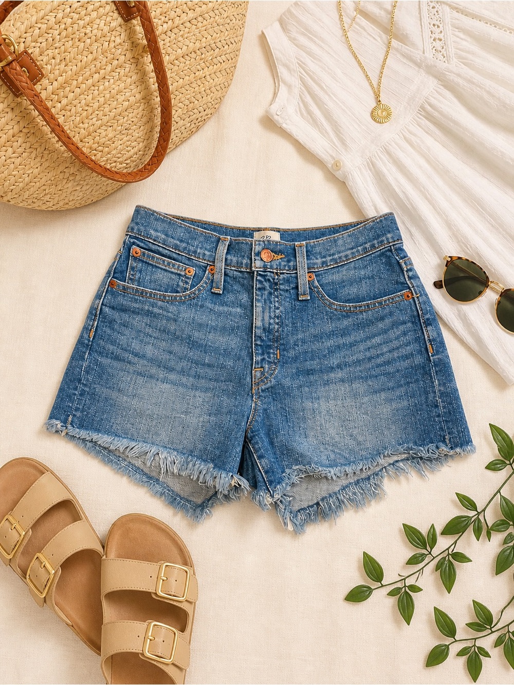 J.CREW Denim Frayed Hem Cutoff Jean Shorts Size 24 Summer Casual